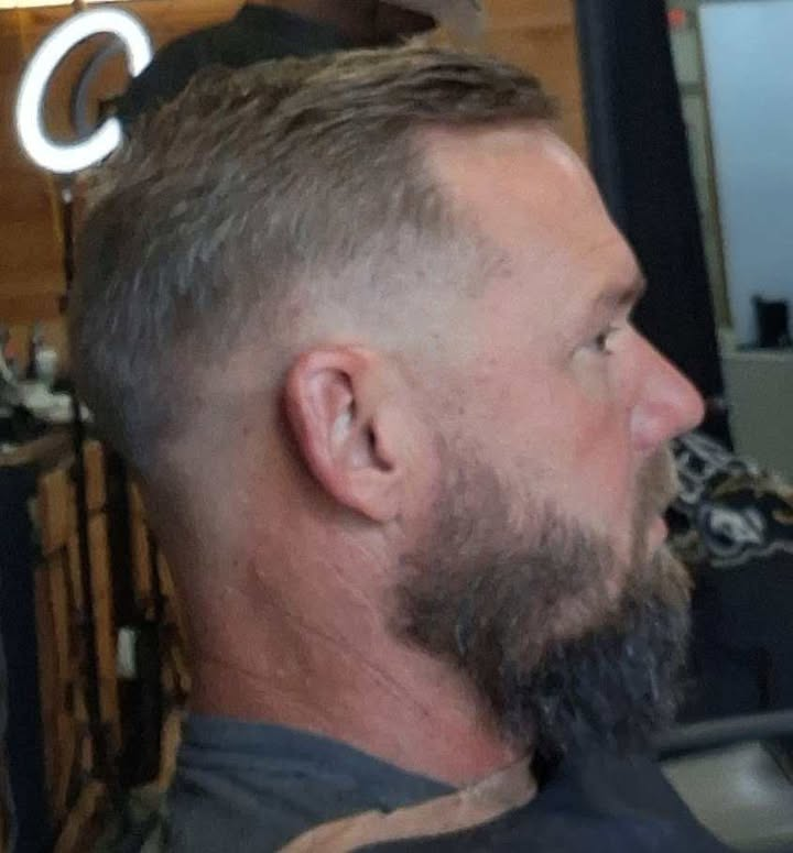 Textured fade with beard grooming in Rocky Mount
